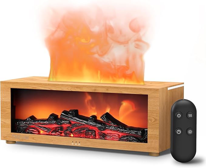 Fireplace Flame Air Diffuser Humidifier,7 Colors Aromatherapy Essential Oil Diffuser,Ultrasonic Aroma Humidifier with Timer for Home,Bedroom,Office,Yoga