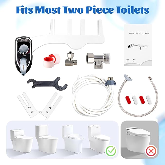 Toilet Attachment for Toilets Seat,Self-Cleaning Hot&Cold Water Bidet-Toilet Attachment for Hygiene,Non-Electric Bidets Sprayer, Adjustable Water Pressure with Bidet Hose for Feminine /Real Wash.