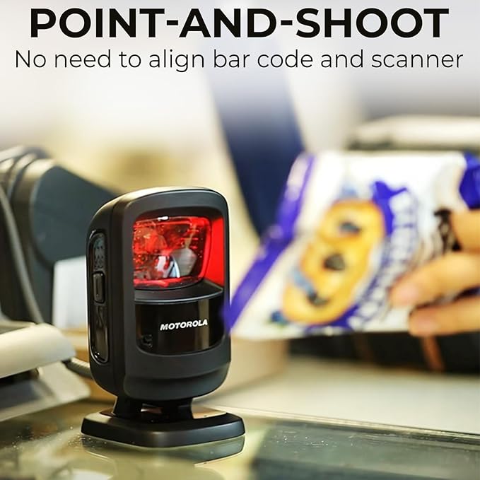 Zebra DS9208 Hands-Free Barcode Scanner Bundle - Symbol Motorola 2D Scanner - High-Speed Zebra DS9208 Barcode Scanner for Retail & POS Systems - Durable & Efficient (Renewed)