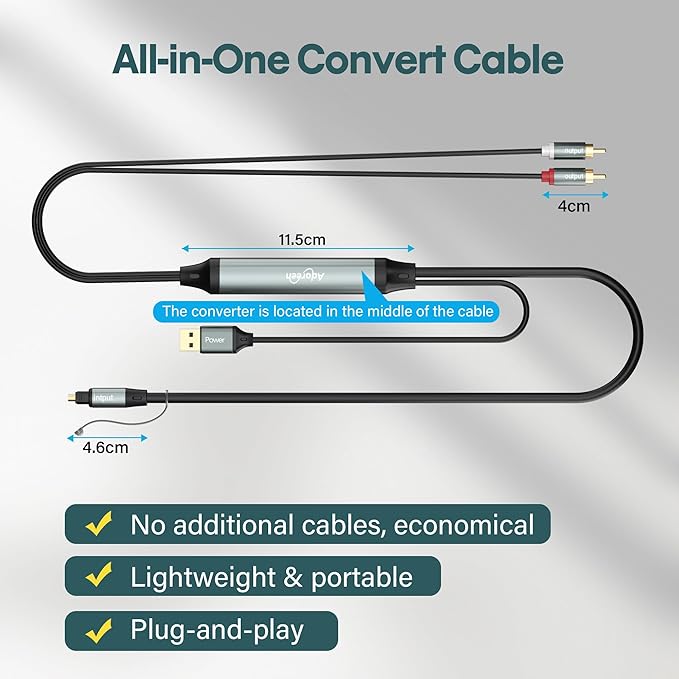 Adoreen Unidirectional SPDIF Toslink Optical Input to 2 RCA Output Adapter Cable 6 Ft, 192kHz DAC Digital to Analog Audio Converter for HDTV, DVD, Blu-Ray Players, Game Consoles-NOT RCA to Optical