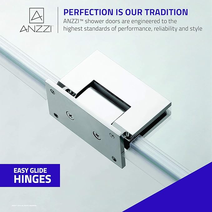 ANZZI 72" x 30" Frameless Shower Door in Polished Chrome,Water Repellent Glass Shower Door with Seal Strip Parts and Handle, 3/8 Glass Hinged Shower Door with Handle (SD-AZ09-02CH)