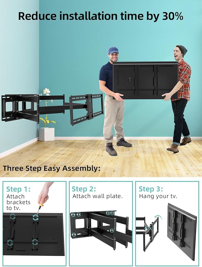 HCMOUNTING Heavy Duty TV Wall Mount for 42-95" TVs, 4X Load Tested Holds 179lbs, 40.9" Smooth Gliding Extension Arms, Full Motion Swivel & Tilt, VESA 800x400, Fits 16-18" Studs
