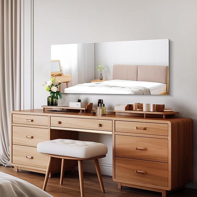 CILIBER Frameless Mirror, 20x48 Inch Bathroom Mirrors for Wall, Rectangle Bathroom Vanity Mirrors with Polished Edge, Hangs Horizontally or Vertically for Bathroom, Bedroom and Living Room
