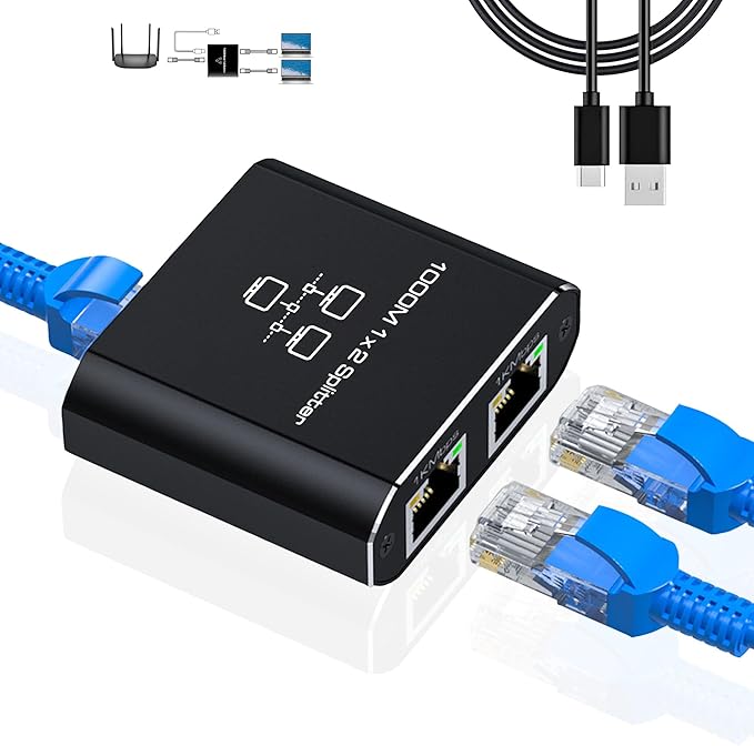 LIEZHUA Gigabit Ethernet Splitter 1 to 2 by LIEZHUA