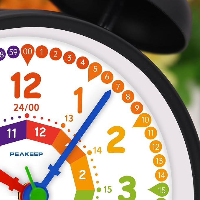 Peakeep Loud Alarm Clock for Kids Learning Telling Time Teaching Clock - Image 3