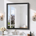 Black Bathroom Mirror 30 x 36 Inch Rectangle Wave Beveled for Wall Bathroom Vanity Mirror for Over Sink, Tempered Glass,for Entryway Hangs, Bathroom Living Room Horizontal or Vertical
