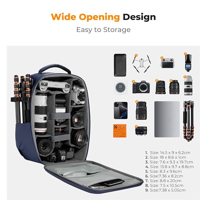K&F CONCEPT Camera Backpack, Hardshell Photography DSLR Camera Bag - Image 2