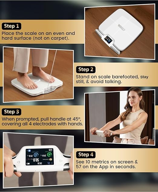 Homerz Body Fat Scale – Smart Scale with BMI, Body Fat, Muscle Mass, Full Body Composition Scale with Body Fat Analysis, Body Scan Scale with Handle, Body Scanner, Biometric Analyzer