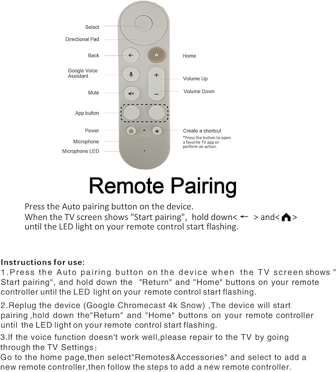 Upgrade New Replacemen Remote Voice Control Only for Chromecast-Google-TV 4K/ HD, for Google TV Streamer (4K) Box