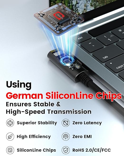 GeoHN.G USB A to USB C Fiber Optic Extension Cable 15M/50FT, Right Angle USB 3.2 10Gbps Long Distance Active Optical USB C Cable for VR/AR, Quest2, Webcam, Camera, Mini PC and More