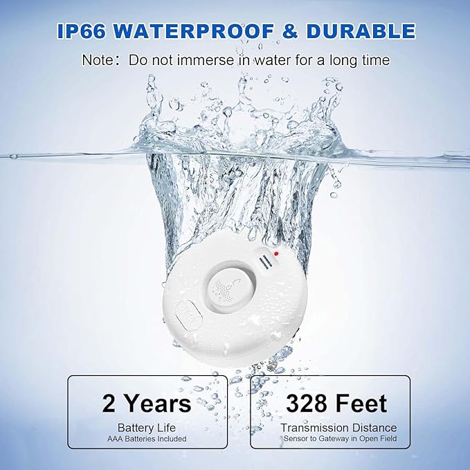 WiFi Water Leak Detectors for Home 3 Pack, Wireless Smart Water Leak Sensor, 120dB Adjustable Water Sensor Alarm Leak Detector, APP Alerts, 3 Water Sensors & 1 Hub for Kitchen, Bathroom, Sink, Laundry