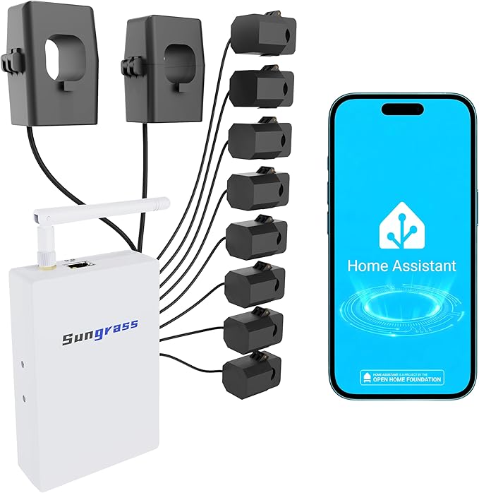 Sungrass Home Energy Monitor for Home Assistant-Real Time Electricity Usage Monitor,Power Consumption Meter, Historical Energy Tracking, Automation Module,Solar Self-Consumption Trace