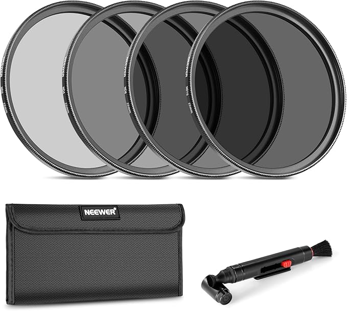 Neewer 55mm ND Lens Filter Kit: ND2 ND4 ND8 ND16, Lens Cleaning Pen, Neutral by Neewer