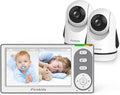 Split-Screen Baby Monitor with 2 Cameras No WiFi, 30H Battery, Pan-Tilt-Zoom by Makeparentingeasier