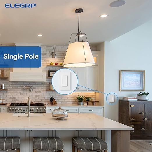 ELEGRP Dimmer Switch, Digital Dimmer Light Switch for LED Lights 150W, INC/HAL 450W, Single Pole LED Dimmer Switch, Needs Neutral Wire, Wall Plate Included, UL Listed, 2 Pack, Matte White