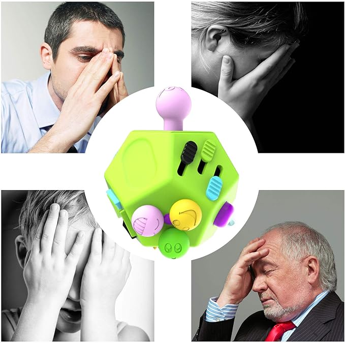 Fidget Dodecagon –12-Side Fidget Toys Cube Relieves Stress and Anxiety Anti Depression Travel Toy Christmas Stocking Stuffers Gifts for Children and Adults(B1 Green)