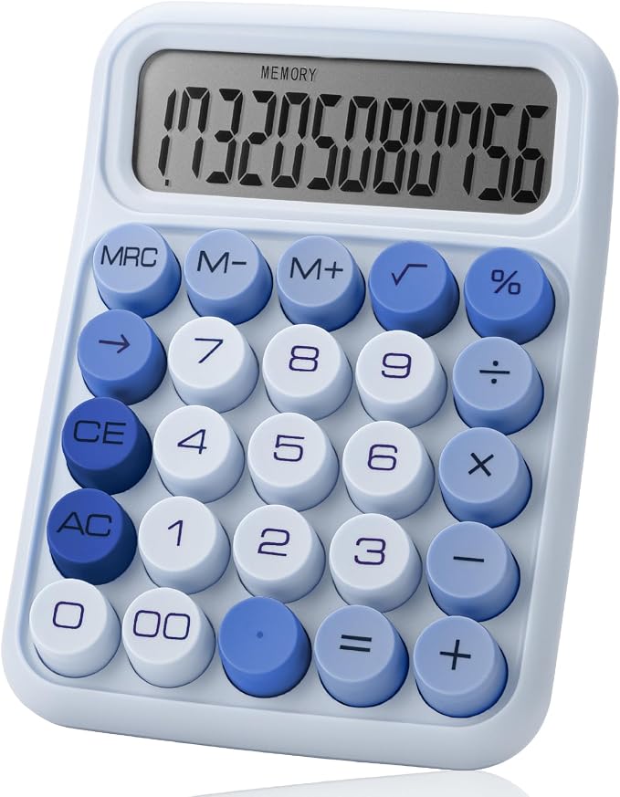 Mr. Pen- Mechanical Switch Calculator, 12 Digit Large LCD Display, Sky Blue by MrPen