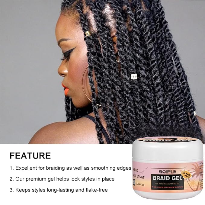 Braid Gel Good for Twist, Locs, Braids, Edge No Flake Extra Hold High Shine Braiding Gel & Edge Control, Loc Gel Long Lasting for Locks, Cornrows Smooths & Tames Frizz 8.8oz (Strawberry Flover) | Good for Twist, Locs, Braids, Edge, No Flake, High Shine
