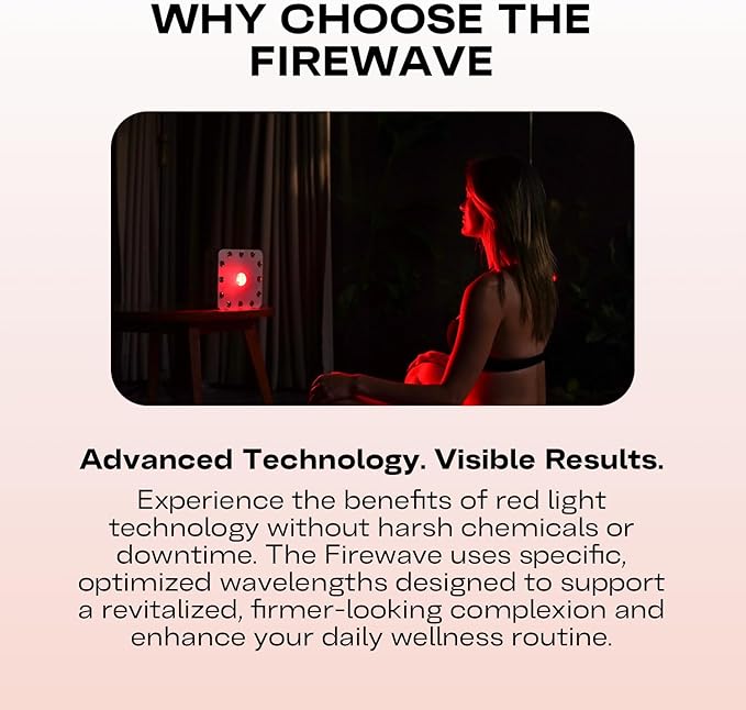 EMR-TEK Firewave | Red Light Therapy for Face & Body, Blend of Red (630nm 670nm) & Near-Infrared (830nm) Light | Portable LED Lamp for At-Home Skincare Wellness, Supports Recovery & Full-Body Sessions