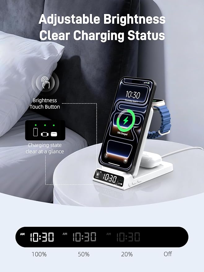 3 in 1 Charging Station for Apple, ELECDOV Magnetic Charger for iPhone - Image 4