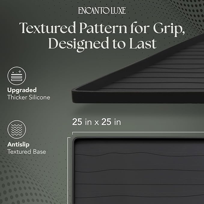 2 PC Washer and Dryer Topper Protector Mat 25"x25", Laundry Washing Machine Top Cover Non-Slip, Waterproof, Silicone Large Washer and Dryer Covers for Top, Dark-Grey (Onyx) Dryer Top Protector Mat