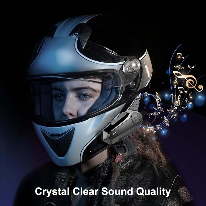cepkquis Motorcycle Bluetooth Headset Wireless Helmet 2-Way 400M Intercom Headphone with CVC Noise Cancellation Stereo Music IPX6 Waterproof for Half/Open Face Helmet 2 Pack