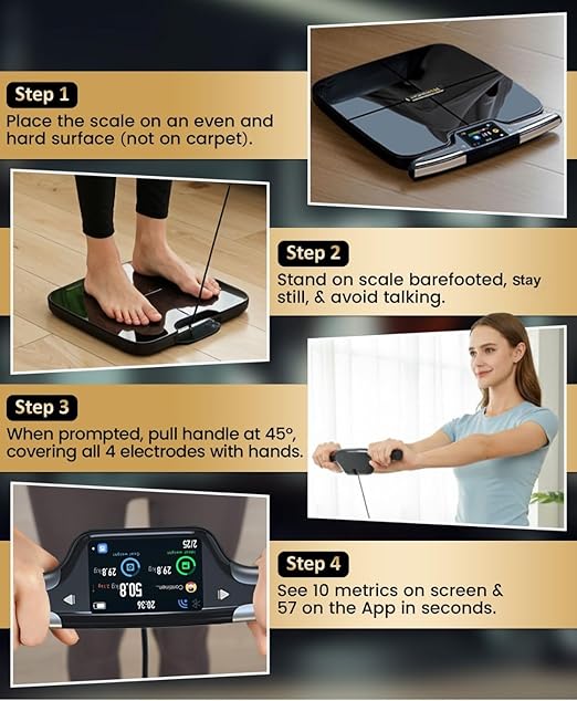 Homerz Body Fat Scale – Smart Scale with BMI, Body Fat, Muscle Mass, Full Body Composition Scale with Body Fat Analysis, Body Scan Scale with Handle, Body Scanner, Biometric Analyzer