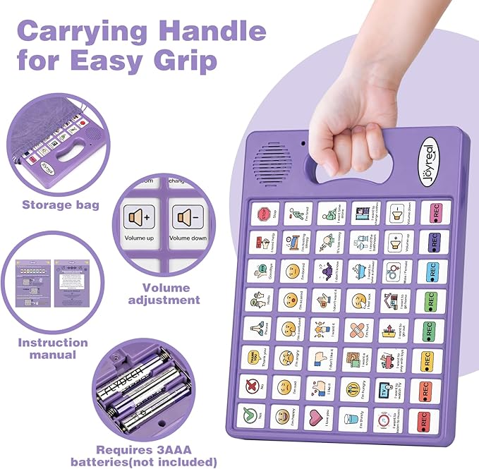 Joyreal AAC Device for Autism, Non Verbal Communication Tools for Speech Therapy & Stroke Rehab. Communication Tablet, Autism Talking Aids with 8 Programmable Buttons & Adjustable Volume (Purple)