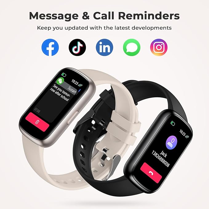TIFOZEN Fitness Tracker for Women Men, Smart Watch Band with 24/7 Heart Rate Blood Oxygen Sleep Monitor, Calories Step Tracker Pedometer 3ATM Waterproof Activity Tracker for Android iOS, Black