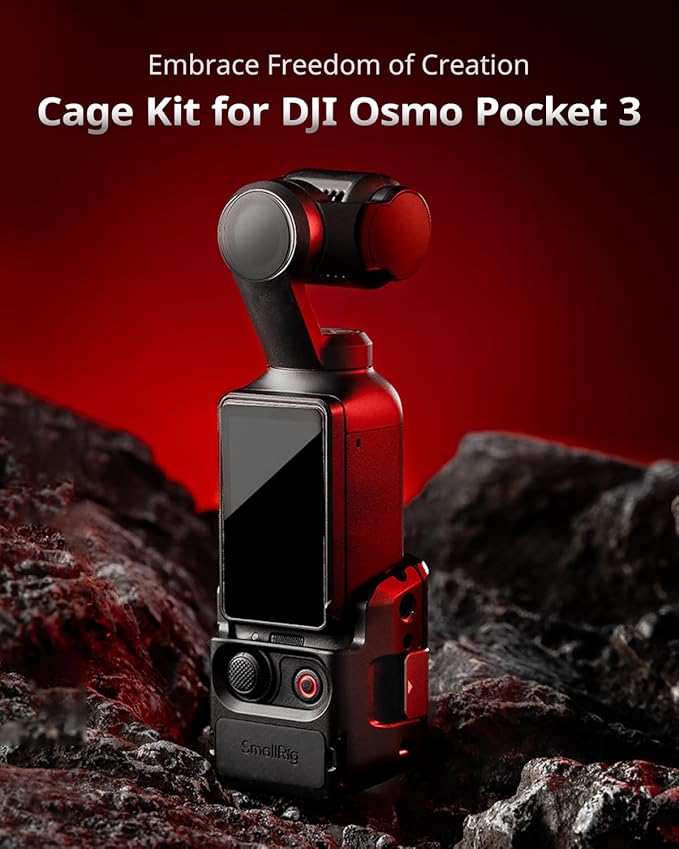 SMALLRIG Expansion Adapter Accessorie for DJI Osmo Pocket 3, Aluminium Protective Cage, 52g Lightweight Mount for Pocket 3, with Cold Shoe Mount, 1/4"-20 Threaded Toles and Claw Ports