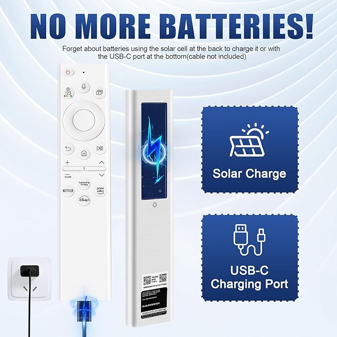 for Samsung tv Remote Solar Voice Replacement for Samsung Frame TV Remote BN59-01391A Compatible with Samsung Remote Control for Samsung Smart TVs Crystal QLED HD 4K 8K, White