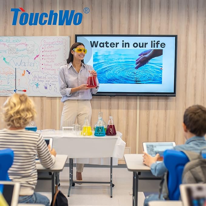 TouchWo 55" Interactive Touchscreen Monitor, Smart Board FHD 1080P Display with Wall Mount, Android 14 Smart Touch Screen Presentation Electronic Whiteboard for Office & Classroom, RAM 8G & ROM 128G
