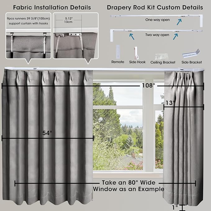 SmartWings Automatic Curtain Opener with Drapery, Motorized Vertical Blinds with Remote, Electric Closet Doors Sliding Panels Compatible with Alexa Google Homekit, 93% Blackout Dark Grey