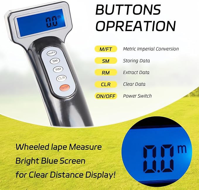 YS YUSON 12 Inch Measuring Wheel in Feet Advanced LED Backlight Display Rolling Digital Measuring Wheel for Construction Measure Wheel with Tape Measure and Canvas Carrying Bag, Up to 9999Ft