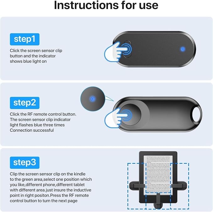 RF Remote Control Page Turner for Kindle Paperwhite Accessories Ipad Reading - Image 5