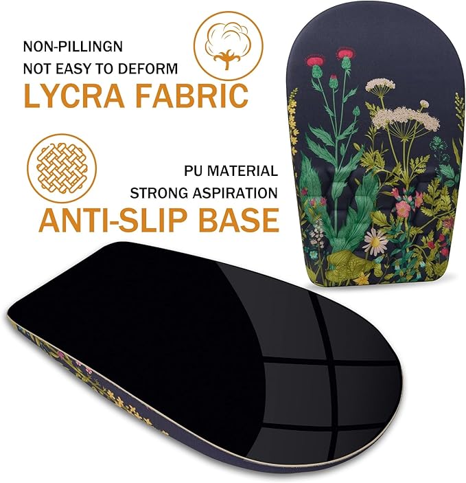 BOCHEERY Ergonomic Mouse Pad Wrist Support,Upgrade Mousepad with Massage Design,Non-Slip PU Base Desktop Mouse Pads for Pain Relief, Computer, Office & Home,12 x 8 in（F-Midnight Floral）