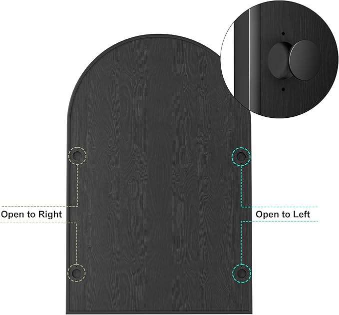 Brushed Black Arched Medicine Cabinet with Mirror, Wall Mount Bathroom Storage Cabinet, Surface Mount, Reversible Left/Right Opening Door, Modern Metal Framed Mirror Cabinet, 20 x 30 Inch