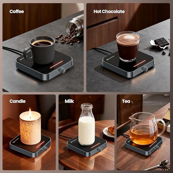 Maestri House Mug Warmer, Electric Coffee Cup Warmer for Desk with 3-Temp Settings,Auto Shut Off, Constant Temperature Heating for Beverage, Milk, Tea and Hot Chocolate at Home & Office (Space Gray)