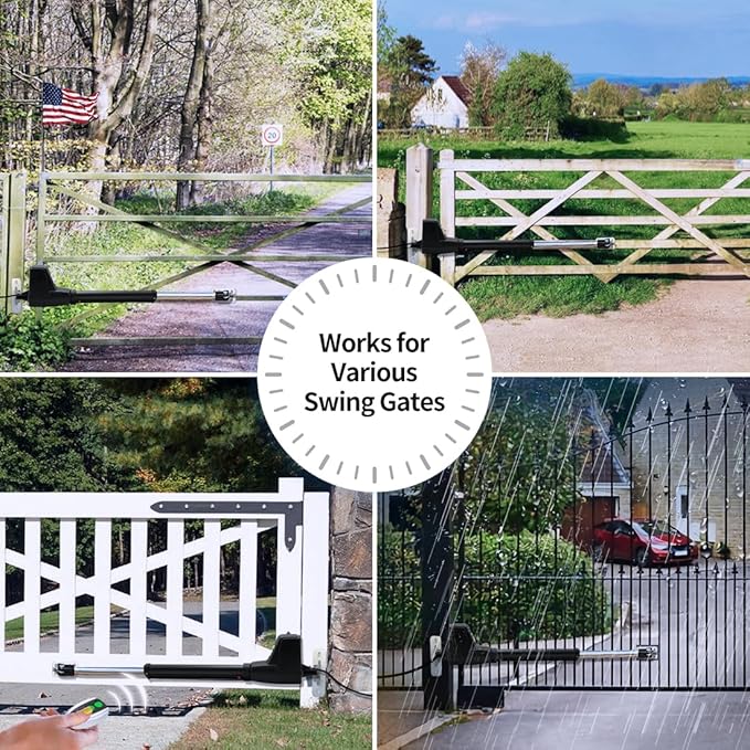 TOPENS AT12131 Single Swing Gate Opener Heavy Duty Automatic Gate Motor for Single Swing Gates Up to 18ft, Electric Driveway Gate Operator AC Powered with Remote Control Kit Solar Compatible