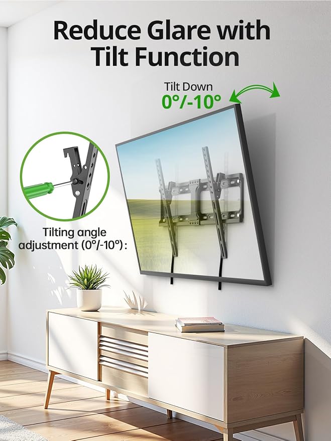 USX MOUNT Tilting TV Wall Mount for Most 37"-95" Flat Curved Screen Television, TV Bracket with Max VESA 600x400mm up to 132lbs, Low Profile Tilt Mount for 16", 24" Stud
