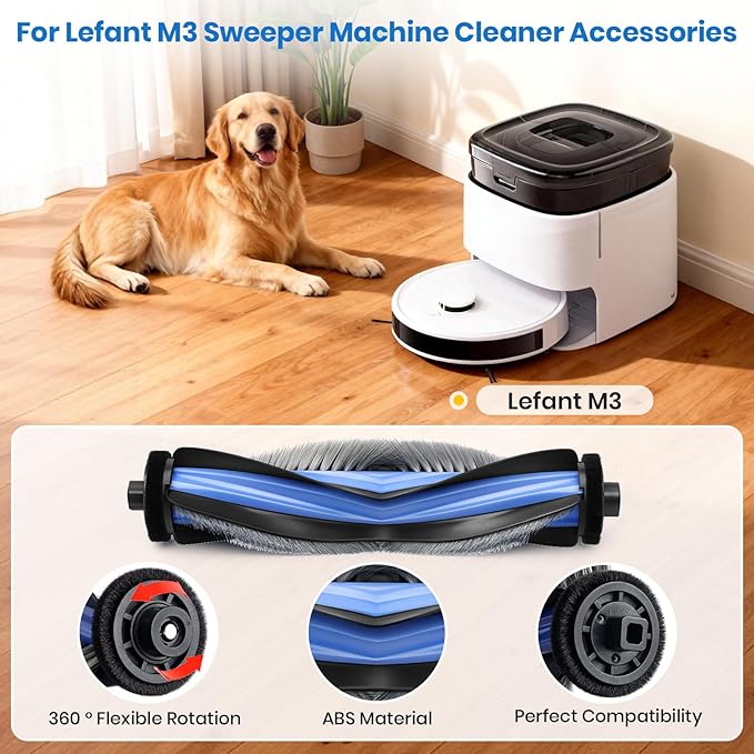 Bluevisk M3 Replacement Parts for Lefant M3 Accessories Robotic Vacuum Cleaner Parts 2 Roller Brush,4 HEAP, 6 Mops, 6 Dust Bags, 6 Side Brushes, 1 Clean Brush