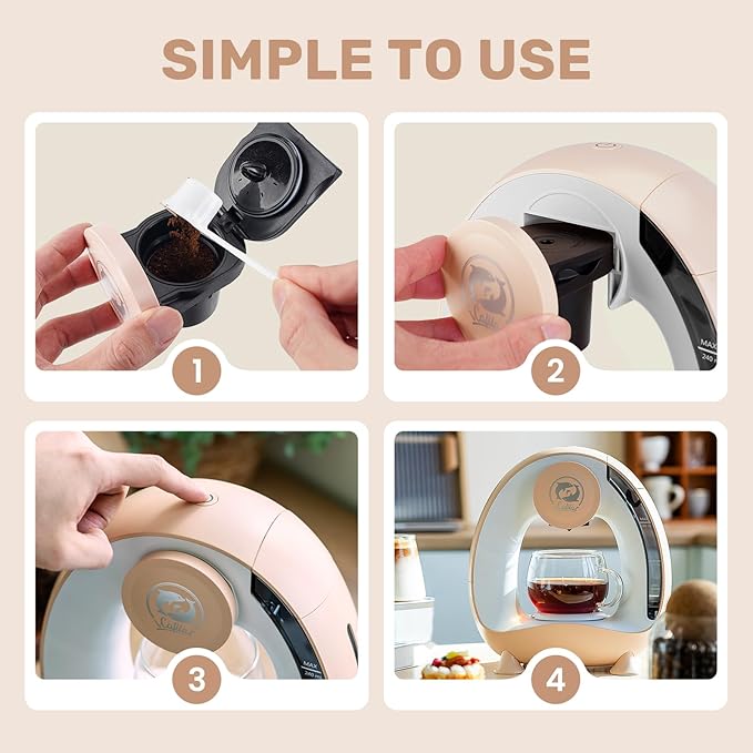 Single Serve Coffee Maker,Fast Brew in 2 minutes,Stylish＆Compact Design,MINI Q 2 IN 1 Coffee Machines for K*cup Capsules & Ground Coffee, Champagne Coffee maker