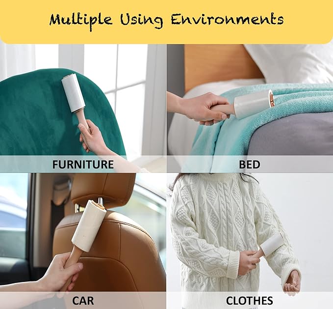 HapChron Lint Rollers for Pet Hair Extra Sticky [400 Sheets/2 Handles], Lint Remover Go Beyond Animal Fur, Dust and Other Dirt, Dog & Cat Hair Remover Rollers for Clothes, Furniture, Carpet, Car etc