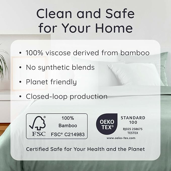 Bambaw 100% Viscose Derived from Bamboo Sheets Full Size Set – 4pcs Cooling Sheets for Hot Sleepers, Super Soft Full Size Sheet Set, with Elastic Corner Straps, Hotel Luxury Bedding (Sea Glass)