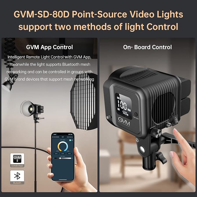 GVM Great Video Maker GVM 80W Bi-Color COB Video Light Kit, 2700K~7500K - Image 7