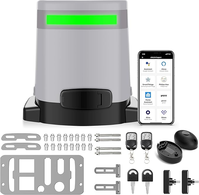 Blütezeit 1400lb Sliding Gate Opener, Solar Power | WiFi Control | Built-in Battery Backup, Rack Driven Automatic Slide Gate Motor with Remote Complete Kits (Racks & Solar Panel NOT Included)