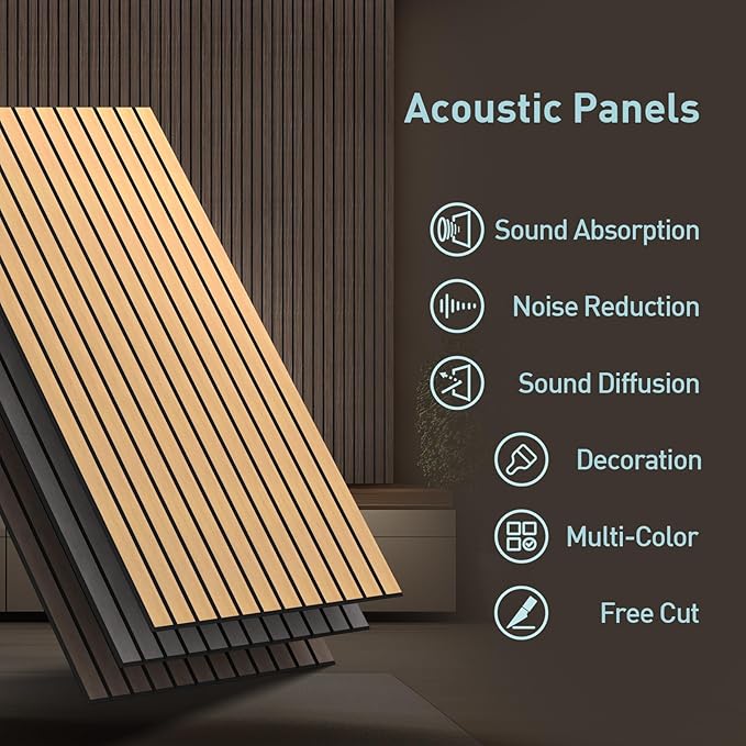 UMIACOUSTICS 6 Packs Acoustic Panel,47.2 x 23.6 Inches Decorative Sound Proof Panel for Office,Home Theater,Studio,Dark Oak