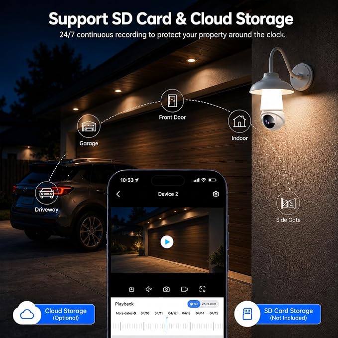 Light Bulb Security Camera, Smart AI Cam 2K HD Outdoor Lightbulb Camera - Image 8