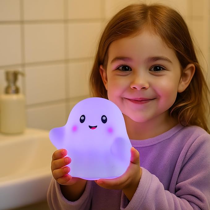 NEXTANG Ghost Night Light for Kids – Gift & Fun Toy for Kids, Touch Tap Lamp with Sounds, Squishy Silicone, Eye-Safe LED, 30-Min Timer, Dimmable Rechargeable Bedside Table Lamp – Gift for Boys & Girls
