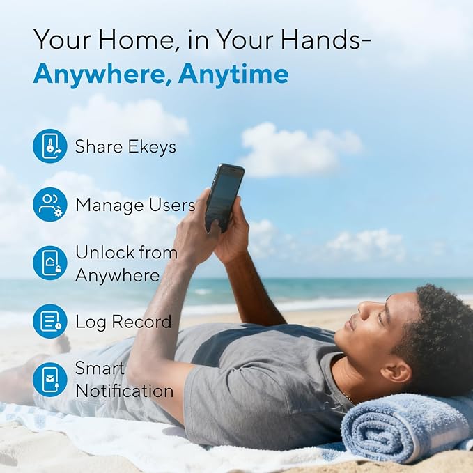 ULTRALOQ Bolt Smart Lock, Built-in Wi-Fi, Matter Over Thread, Works with Apple Home, Alexa, Google, 7-in-1 Keyless Entry Deadbolt with Fingerprint ID, App, Keypad, Remote Control, 18 Months Battery
